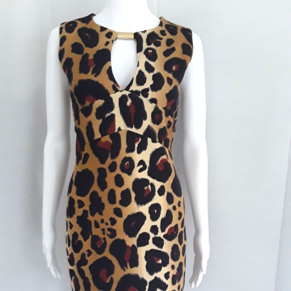 KARDASHIAN KOLLECTION Leopard Print Sleeveless Bodycon Dress Sz. L NWOT